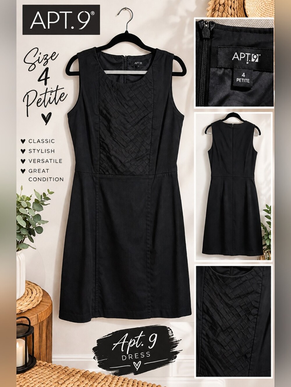Apt. 9 Black Sleeveless Petite Sheath Dress